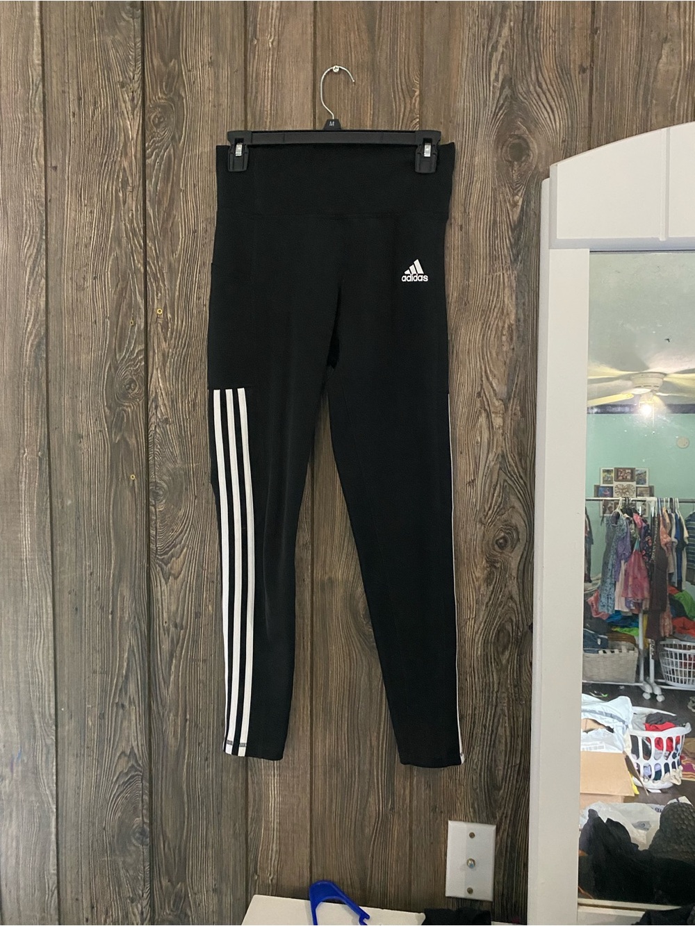 adidas Women’s Black High-Waist Leggings with Signature Stripes